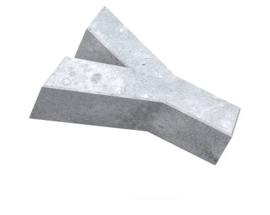 Büyük harf - beyaz arka plan üzerinde izole Y beton. 3D render illüstrasyon