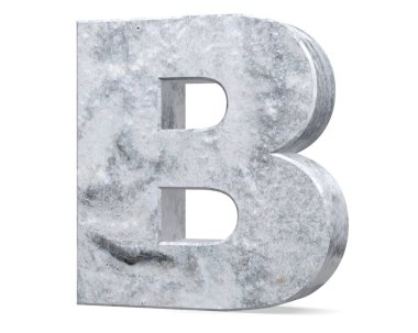 Büyük harf - beyaz arka plan üzerinde izole B beton. 3D render illüstrasyon