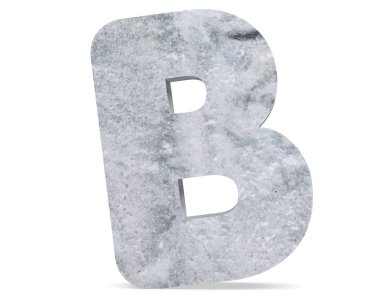 Büyük harf - beyaz arka plan üzerinde izole B beton. 3D render illüstrasyon
