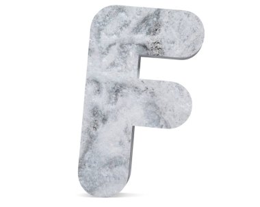 Büyük harf - beyaz arka plan üzerinde izole F beton. 3D render illüstrasyon