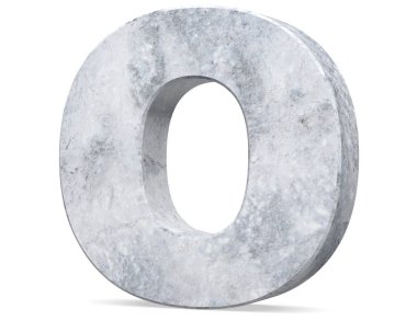 Büyük harf - beyaz arka plan üzerinde izole O beton. 3D render illüstrasyon