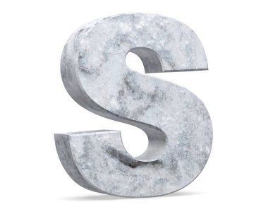 Büyük harf - beyaz arka plan üzerinde izole S beton. 3D render illüstrasyon