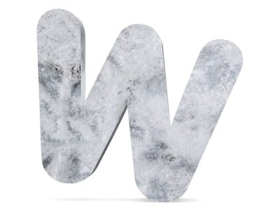 Büyük harf - W beyaz arka plan üzerinde izole beton. 3D render illüstrasyon