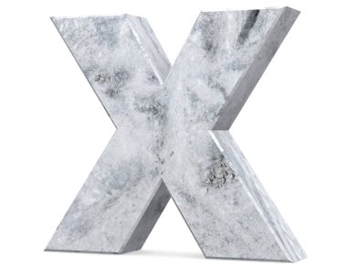 Beton büyük harf - X izole üzerinde beyaz arka plan. 3D render illüstrasyon