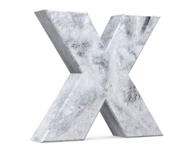 Beton büyük harf - X izole üzerinde beyaz arka plan. 3D render illüstrasyon