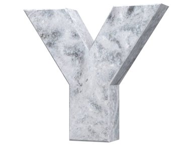 Büyük harf - beyaz arka plan üzerinde izole Y beton. 3D render illüstrasyon