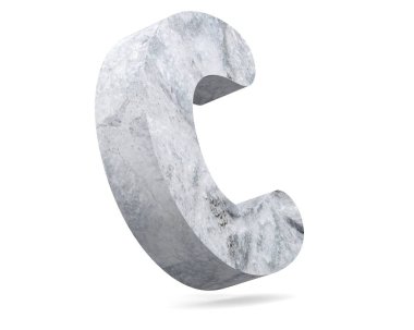 Büyük harf - beyaz arka plan üzerinde izole C beton. 3D render illüstrasyon