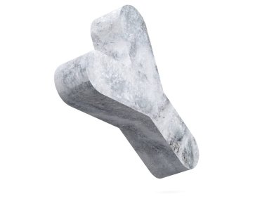 Büyük harf - beyaz arka plan üzerinde izole Y beton. 3D render illüstrasyon