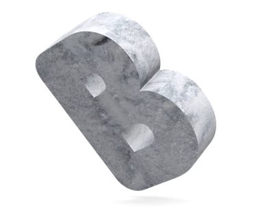 Büyük harf - beyaz arka plan üzerinde izole B beton. 3D render illüstrasyon