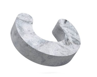 Büyük harf - beyaz arka plan üzerinde izole C beton. 3D render illüstrasyon