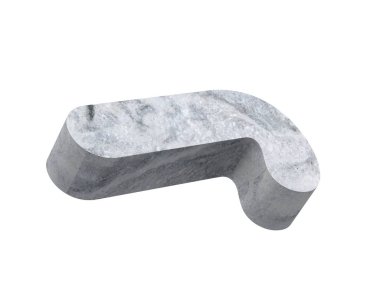 Büyük harf - beyaz arka plan üzerinde izole J beton. 3D render illüstrasyon