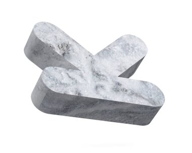 Büyük harf - beyaz arka plan üzerinde izole K beton. 3D render illüstrasyon