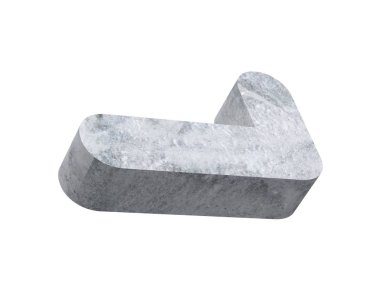 Büyük harf - beyaz arka plan üzerinde izole L beton. 3D render illüstrasyon