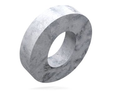 Büyük harf - beyaz arka plan üzerinde izole O beton. 3D render illüstrasyon