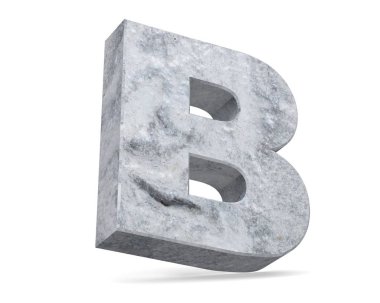 Büyük harf - beyaz arka plan üzerinde izole B beton. 3D render illüstrasyon