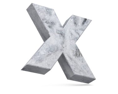 Beton büyük harf - X izole üzerinde beyaz arka plan. 3D render illüstrasyon