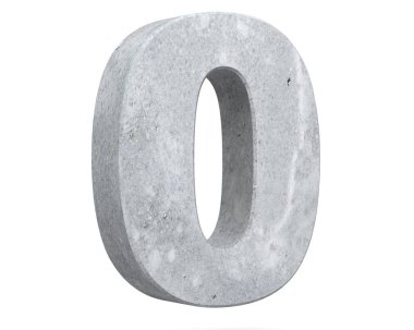 3D render beton numarası 0 sıfır. 3D render illüstrasyon.