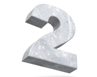 3D render beton sayı 2 iki. 3D render illüstrasyon.