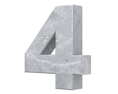 3D render beton sayı 4 dört. 3D render illüstrasyon.