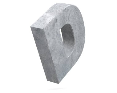 Büyük harf - beyaz arka plan üzerinde izole D beton. 3D render illüstrasyon