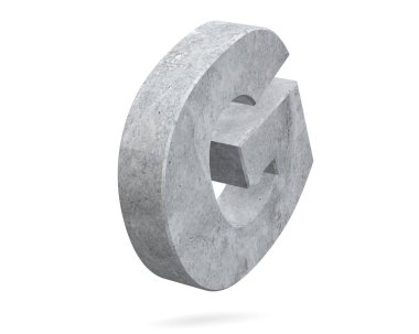 Büyük harf - beyaz arka plan üzerinde izole G beton. 3D render illüstrasyon