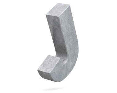 Büyük harf - beyaz arka plan üzerinde izole J beton. 3D render illüstrasyon