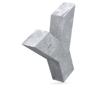 Büyük harf - beyaz arka plan üzerinde izole Y beton. 3D render illüstrasyon
