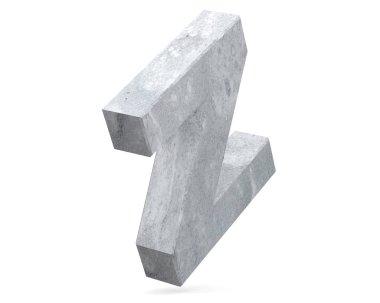 Büyük harf - beyaz arka plan üzerinde izole Z beton. 3D render illüstrasyon