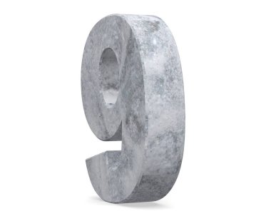 3D render beton 9 numara dokuz. 3D render illüstrasyon.