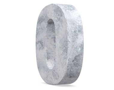 3D render beton numarası 0 sıfır. 3D render illüstrasyon.