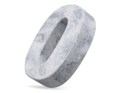3D render beton numarası 0 sıfır. 3D render illüstrasyon.
