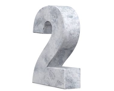 3D render beton sayı 2 iki. 3D render illüstrasyon.