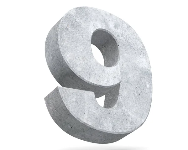 Rendering Concrete Number Nine Render Illustration — Stock Photo, Image