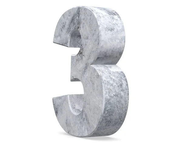 Rendering Concrete Number Three Render Illustration — Stock Photo, Image