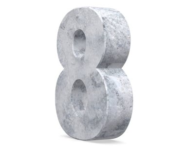 3D render beton sayı 8 sekiz. 3D render illüstrasyon.