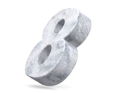 3D render beton sayı 8 sekiz. 3D render illüstrasyon.