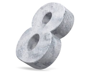3D render beton sayı 8 sekiz. 3D render illüstrasyon.