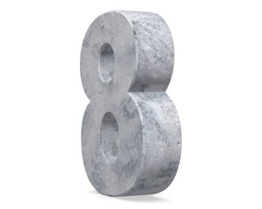 3D render beton sayı 8 sekiz. 3D render illüstrasyon.