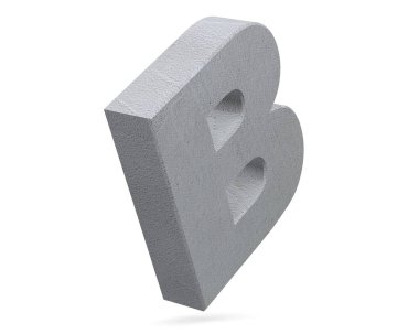 Büyük harf - beyaz arka plan üzerinde izole B beton. 3D render illüstrasyon