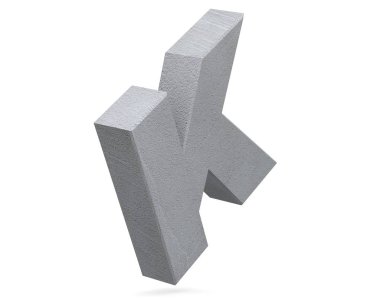 Büyük harf - beyaz arka plan üzerinde izole K beton. 3D render illüstrasyon