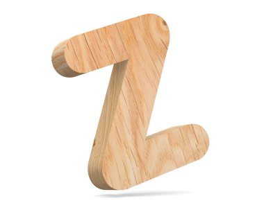 3D dekoratif ahşap alfabe, büyük harf Z
