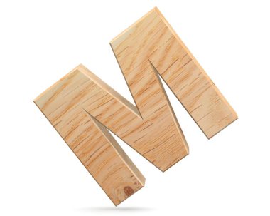 3D dekoratif ahşap alfabe, büyük harf M