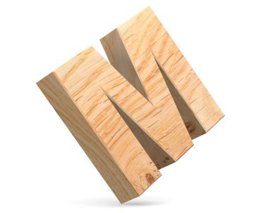 3D dekoratif ahşap alfabe, büyük harf M