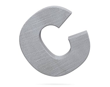 Büyük harf - beyaz arka plan üzerinde izole C beton. 3D render illüstrasyon