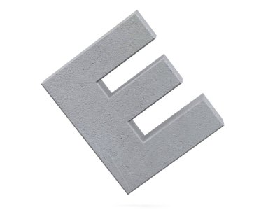 Büyük harf - beyaz arka plan üzerinde izole E beton. 3D render illüstrasyon