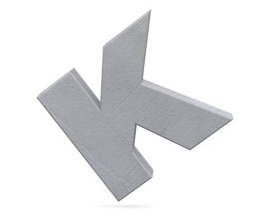 Büyük harf - beyaz arka plan üzerinde izole K beton. 3D render illüstrasyon
