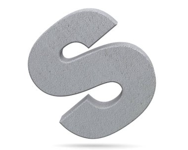 Büyük harf - beyaz arka plan üzerinde izole S beton. 3D render illüstrasyon