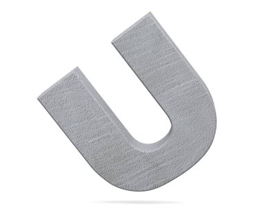 Büyük harf - beyaz arka plan üzerinde izole U beton. 3D render illüstrasyon