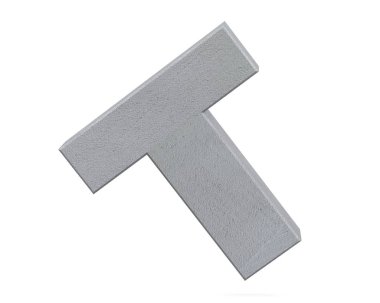 Büyük harf - beyaz arka plan üzerinde izole T beton. 3D render illüstrasyon
