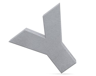 Büyük harf - beyaz arka plan üzerinde izole Y beton. 3D render illüstrasyon